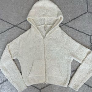 Skims Cozy Knit Bone Zip Up Hoodie